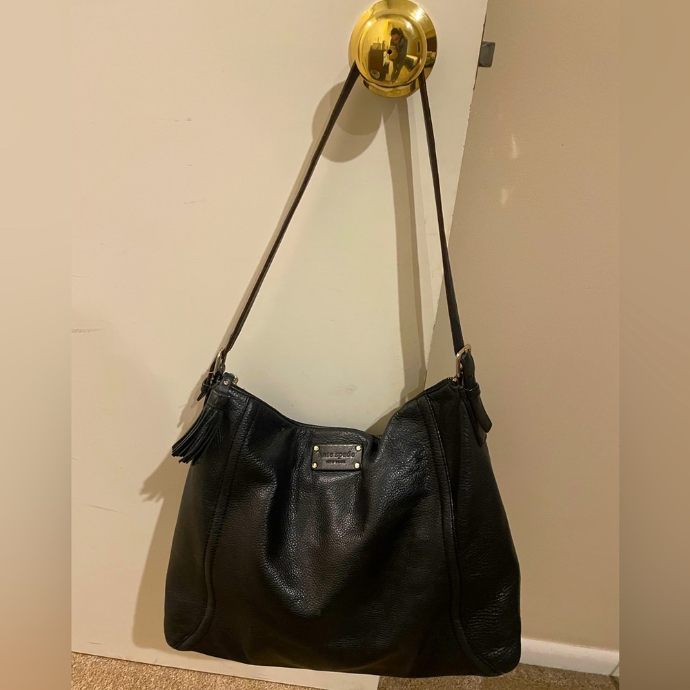 Kate Spade Black Pebbled Leather Slouchy Shoulder Bag
